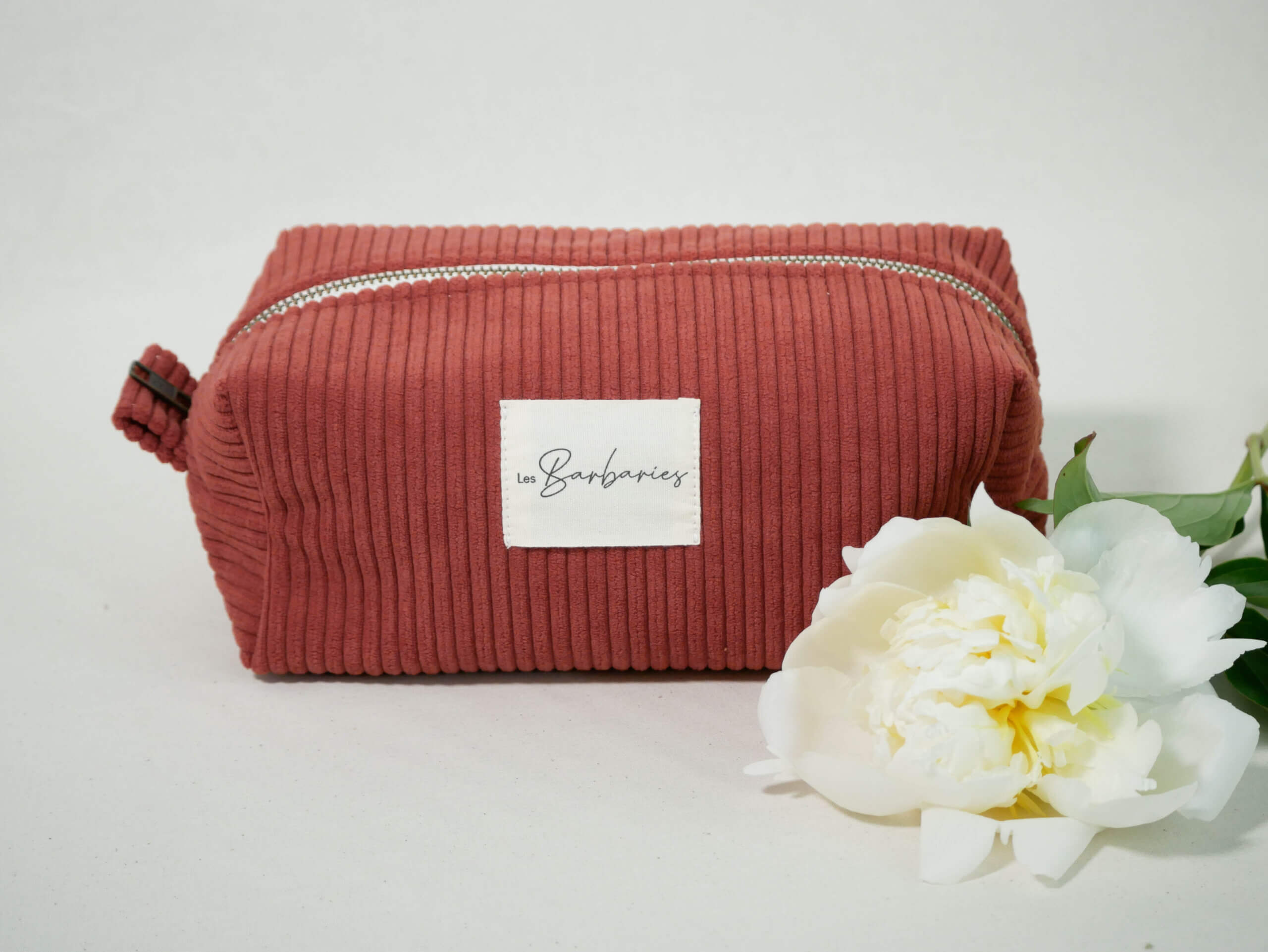 Trousse beauté velours côtelé terracotta Les Barbaries